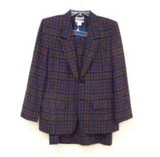 Classic Pendleton Wool Plaid Tartan Skirt Suit Purple Blue Pink sz 8 M 