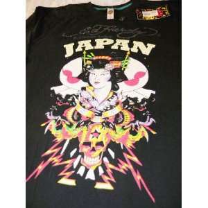  Ed Hardy Japan Geisha Long Sleeve Cotton Black T Shirt Tee 