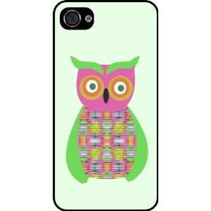  Rikki KnightTM Green Owl Patchwork Black Hard Case Cover 