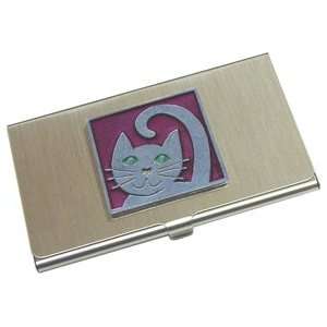  Purple Kitty Cat Business Card Holder / Case: Office 