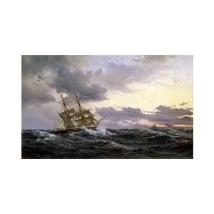  Wilhelm Melbye   Sailing Vessels In A Stormy Sea Giclee 