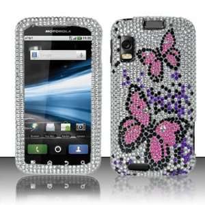  Motorola Atrix 4G MB860 Full Diamond Bling Pink Butterfly 