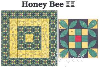 Honey Bee Quilt Block & Quilt quilting pattern & templates  