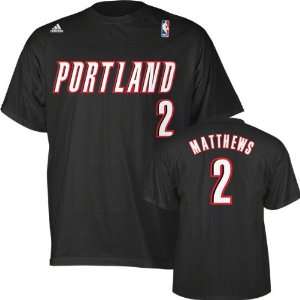 Wesley Matthews adidas Black Name and Number Portland Trail Blazers T 