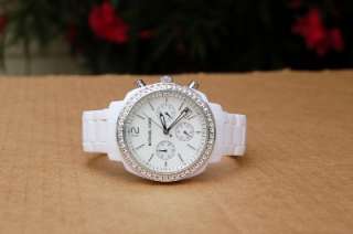 Michael Kors womans white acrylic chronograph swarovkys watch MK5079 