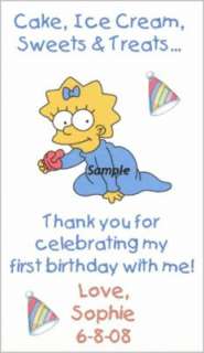 The Simpsons Bart, Lisa, Maggie Birthday Party Magnets  