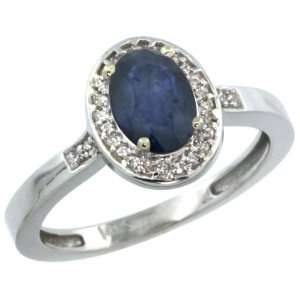  mm ) Halo Engagement Blue Sapphire Ring w/ 0.075 Carat Brilliant Cut 