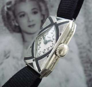 Ladies Rare Old Antique Deco era Elgin Enameled Cocktail Wrist Watch 