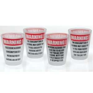  Kikkerland GL02 Alcohol Warning Shot Glasses Set Kitchen 