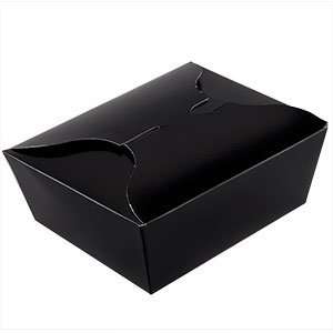 Microwavable iBox Wave Black Paper Take Out Carton 6 x 4 3/4 x 2 1/2 