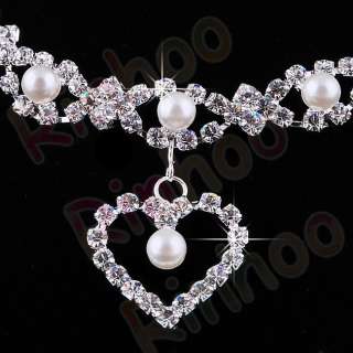 W27962 imitate pearl heart Necklace Earring 1set  