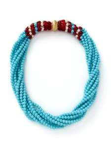 Stunning Kenneth Jay Lane Multi Strand Turquoise Necklace  