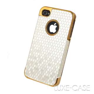 Designer Luxury Royal Pattern Gold Ivory White iPhone 4 4S Case Cover 