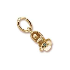  Baby Shoe May Birthstone Charm in Yellow Gold Jewelry