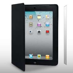  IPAD 2 BLACK TEXTURED PU LEATHER BOOK TYPE CASE WITH 