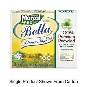 MarcalPro 2121 White 100% Premium Recycled Bella Dinner Napkins 100 