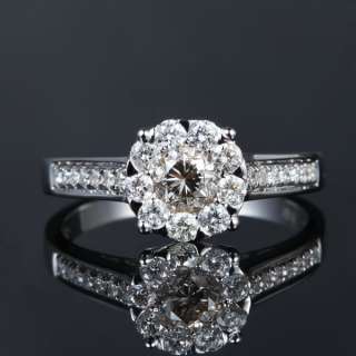 3CT DIAMETER Solid 14K White Gold DIAMOND Solitaire Halo Engagement 