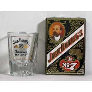 Jack Daniels Old No. 7 Shot Glass & Playing Card Set