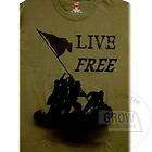 Randys Garage Green Live Free Military Adult T Shirt