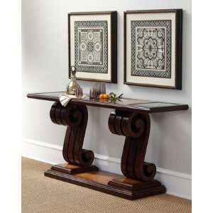  JohnRichard Collection Scrolled Wood Glass Console