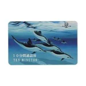   Phone Card 10m ($20.) Many Dolphins Underwater Nice Card   JAPANESE
