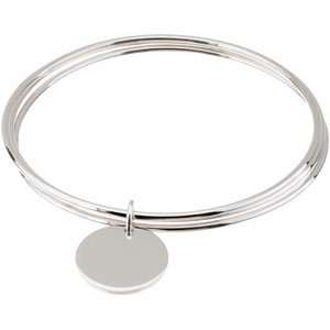  Sterling Silver Triple Bangle Bracelet With a Circle 