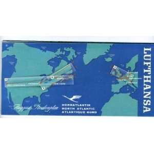  Lufthansa North Atlantic Route Map 1970s 
