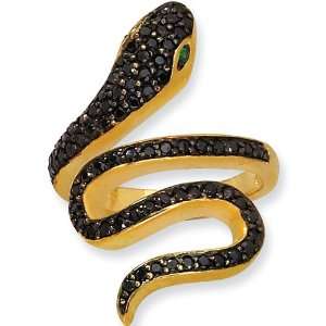   Gold Plated Jet Cubic Zirconia Snake Ring by Cheryl M: Jewelry