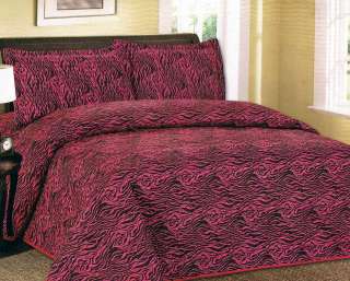 PC Quilted Bedspread Zebra Leopard Black White Pink New  