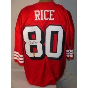  Jerry Rice Autographed/Hand Signed San Francisco 49ers Red 