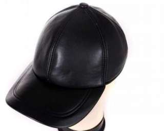 mens 100% real sheep leather ball Cap/hat *free size  
