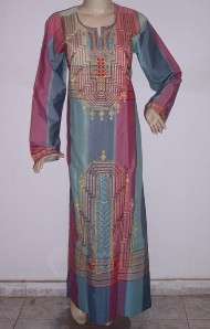 Egyptian Cotton Embroidered Striped Kaftan Caftan long Dress  