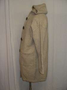 CHICOS 100% Lambs Wool Sweater Jacket / Coat with Hood Sz: 3 / LARGE 
