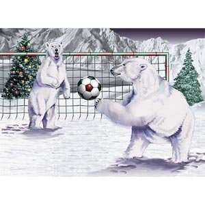 Polar Bear Soccer Christmas Card:  Sports & Outdoors