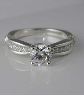 28 CTW ROUND CUT EURO SHANK ENGAGEMENT RING W/ ACCENTS SOLID 