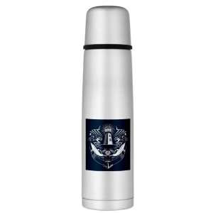    Large Thermos Bottle Lighthouse Crest Anchor 