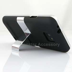 Black Chrome Kickstand Hard Case Snap On Cover For Samsung Galaxy S2 