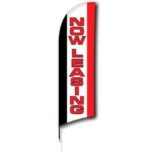 7ft Now Leasing Feather Flag Complete Kit (Carrying Bag w/ Flag, Pole 