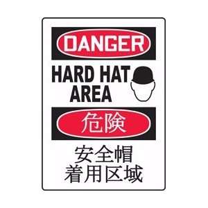  DANGER HARD HAT AREA (W/GRAPHIC) Sign   Plastic: Home 