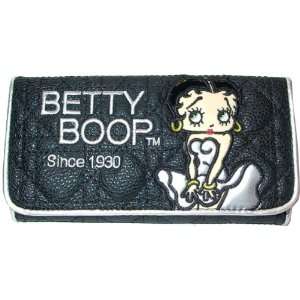  Betty Boop Quilted Stitch Wallet Checkbook Bag Black 
