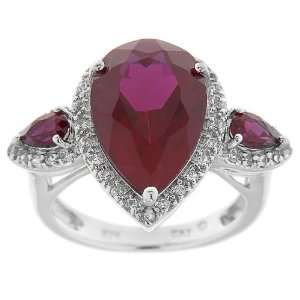   Silver Lab Created Ruby and Lab White Sapphire Ring, Size 7 Jewelry