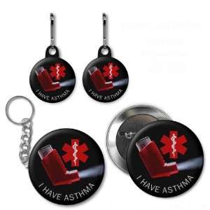  I HAVE ASTHMA Medical Alert Button Zipper Pull Charms Key 