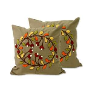    Cotton cushion covers, Floral Kuta (pair)