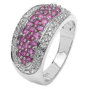 1.05 Carat Genuine Ruby Sterling Silver Ring: Jewelry