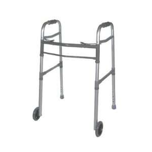  Deluxe Two Button Folding Walker with Wheels Health 