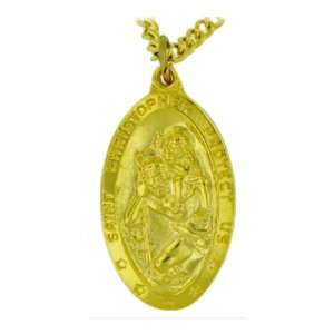 St. Christopher Charms 14k Gold Plated , 24stainless Steel Necklace 