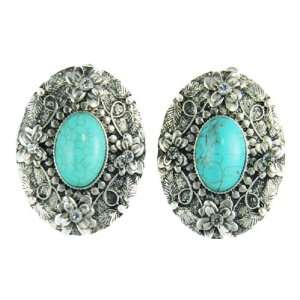  Antique Silver Turquoise Earrings 