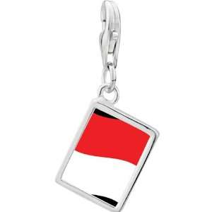 Pugster 925 Sterling Silver Indonesia Flag Photo Rectangle 