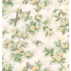   Resource III Butterfly Floral Wallpaper, 20.5 Inch by 396 Inch, Yellow