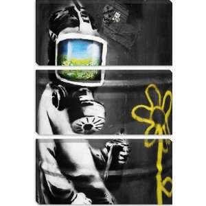  Sunflower Field Gas Mask Girl Black And White by Banksy 